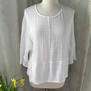Joie White Crinkle-Texture Scoop Neck Blouse